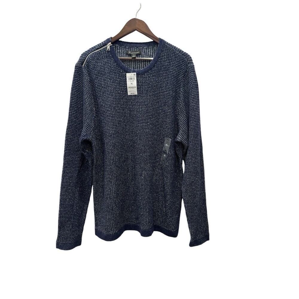 INC International Concepts Men’s Grenadine Sweater XL Blue Texture Knit NEW